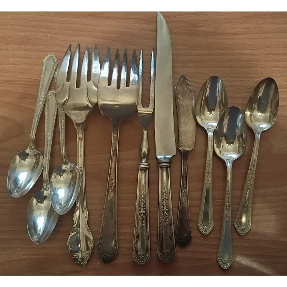 Edward & Holmes Superplate Inlaid Silverware Lot 10 Pc Flatware Mixed Pattern VT